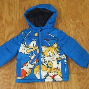 Sonic The Hedgehog Toddler Kids Boys Girls Winter Snow Puffer Jacket Blue 2T NWT
